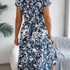 Casual V-neck Flower Dress