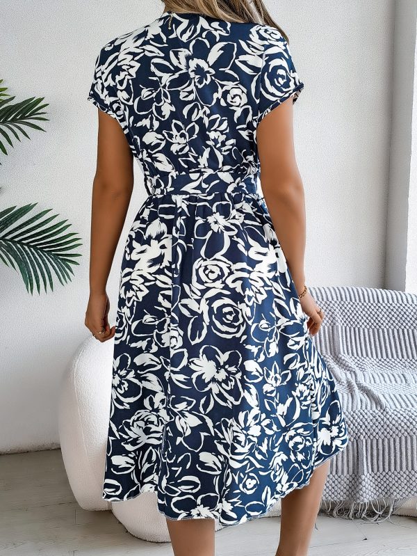 Casual V-neck Flower Dress