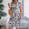 Casual V-neck Flower Dress