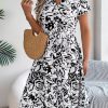 Casual V-neck Flower Dress