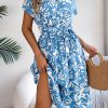 Casual V-neck Flower Dress